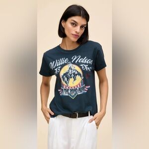 NWT daydreamer Willie Nelson On the Road Again 1980 Cowboy Tour Tee - Black L